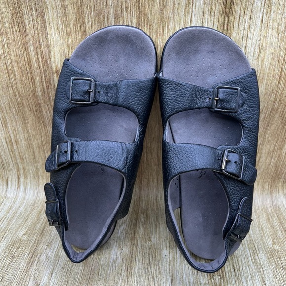 SAS Bravo Sandals Men\'s Size 11.5 W Black Leather Adjustable Buckle Slingback main image 2